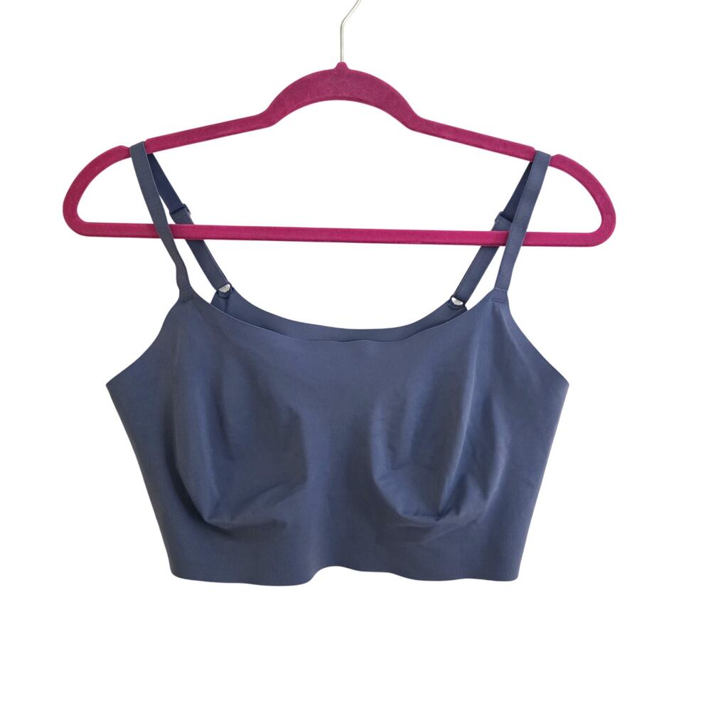 TRUE & CO. Seamless Longline Wireless Bralette Dusty Blue XL